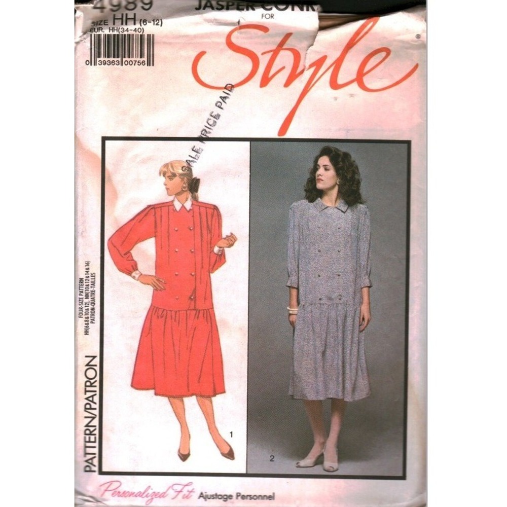 Vintage Style 4989 Jasper Conran Maternity Dress Sewing Pattern Size HH 6-12